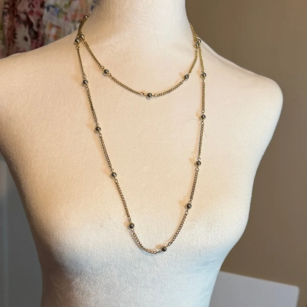 long bronze gold beaded boho necklace.